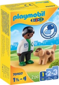 PLAYMOBIL 1.2.3 70407 Tierarzt Mit Hund, Ab 1,5 Bis 4 Jahre