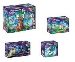 Playmobil Adventures Of Ayuma 4er Set: 70799 Gemeinschaftsbaum + 70806 Forest Fairy Mit Seelentier + 70803 Crystal Fairy Und Bat Fairy Mit Seelentieren + 70802 Knight Fairy Mit Seelentier